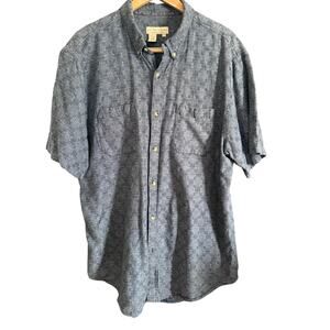 THE TERRITORY AHEAD Blue Textured Relaxed Fit Short Sleeve Button Down Shirt XL